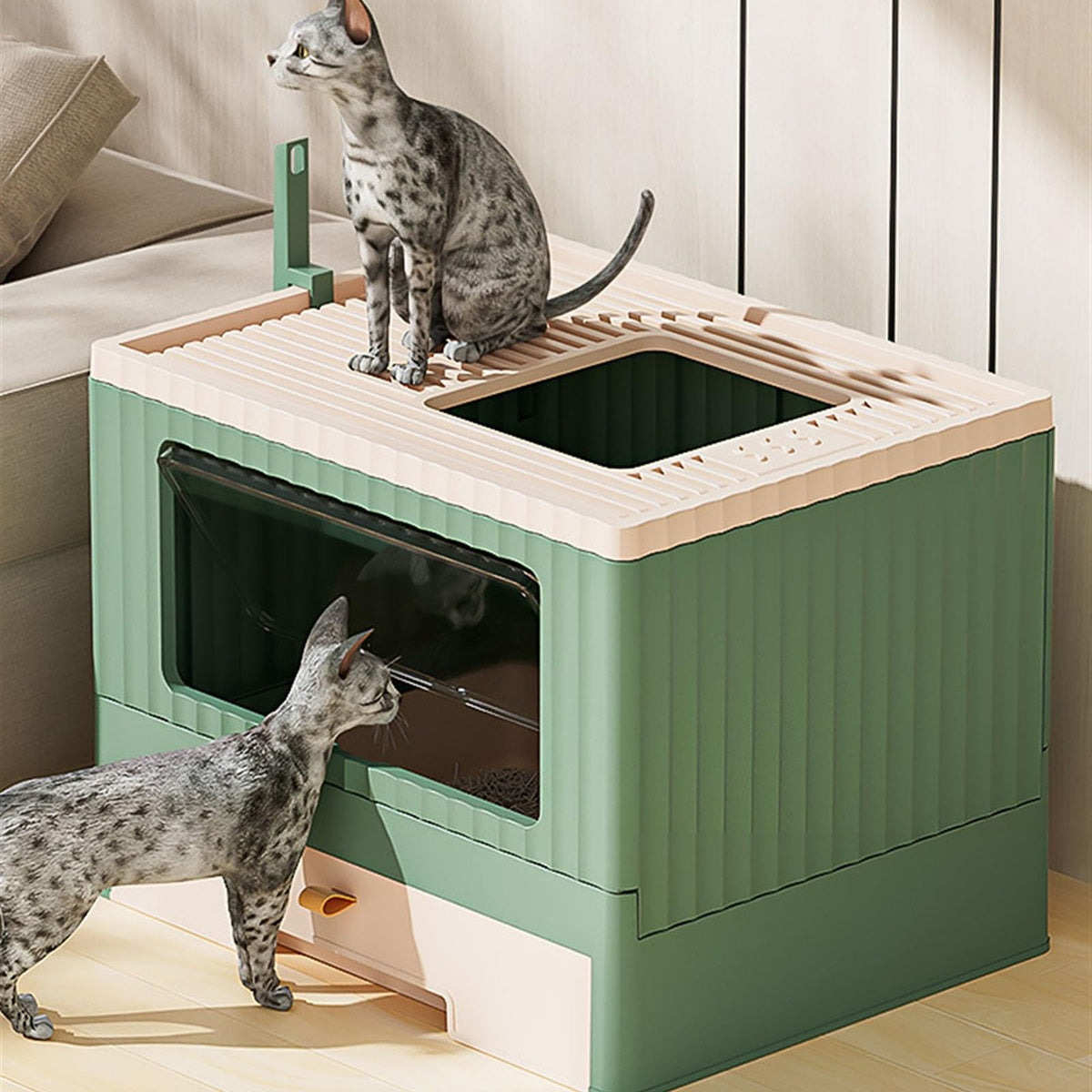 Foldable Cat Litter Box with Lid R179322
