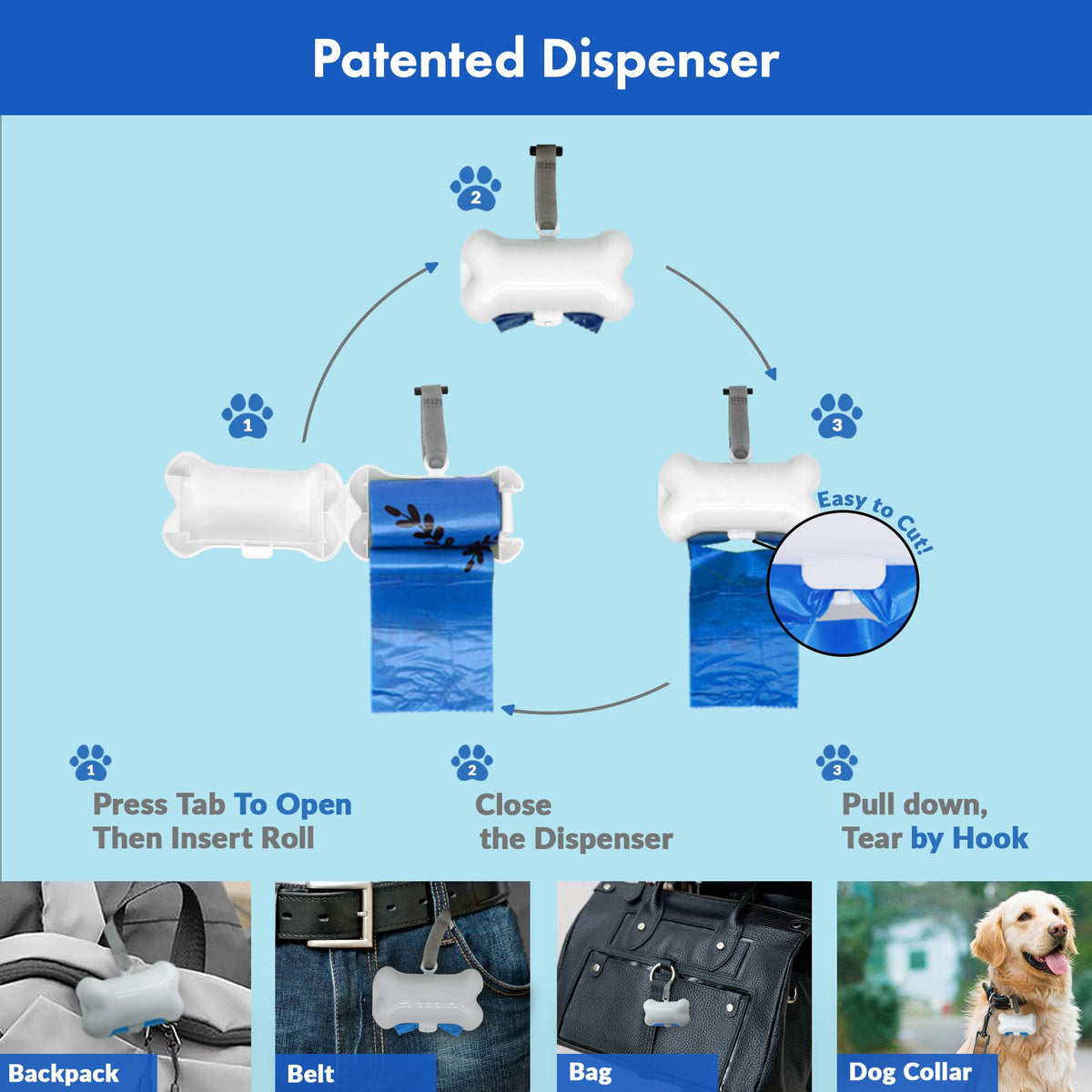 1000 Count Dog Poop Waste Bags with Dispenser S524