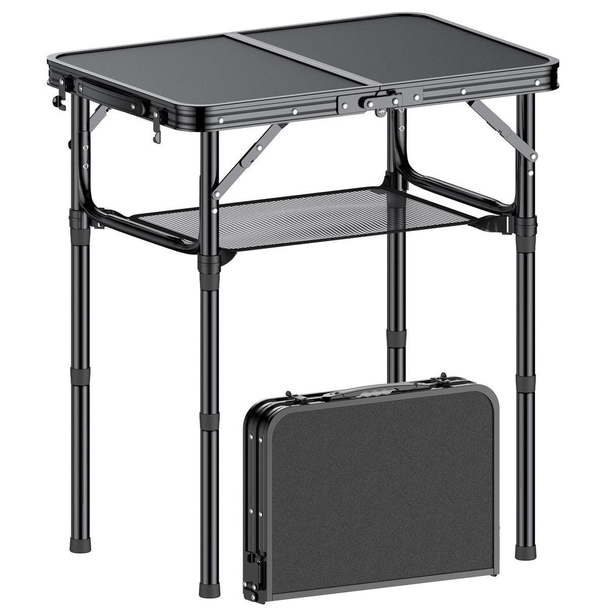 2 FT Folding Camping Table with 3 Adjustable Height C105