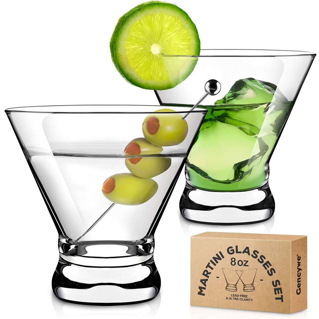 2 Pack 8 Ounce Stemless Martini Glasses J4924