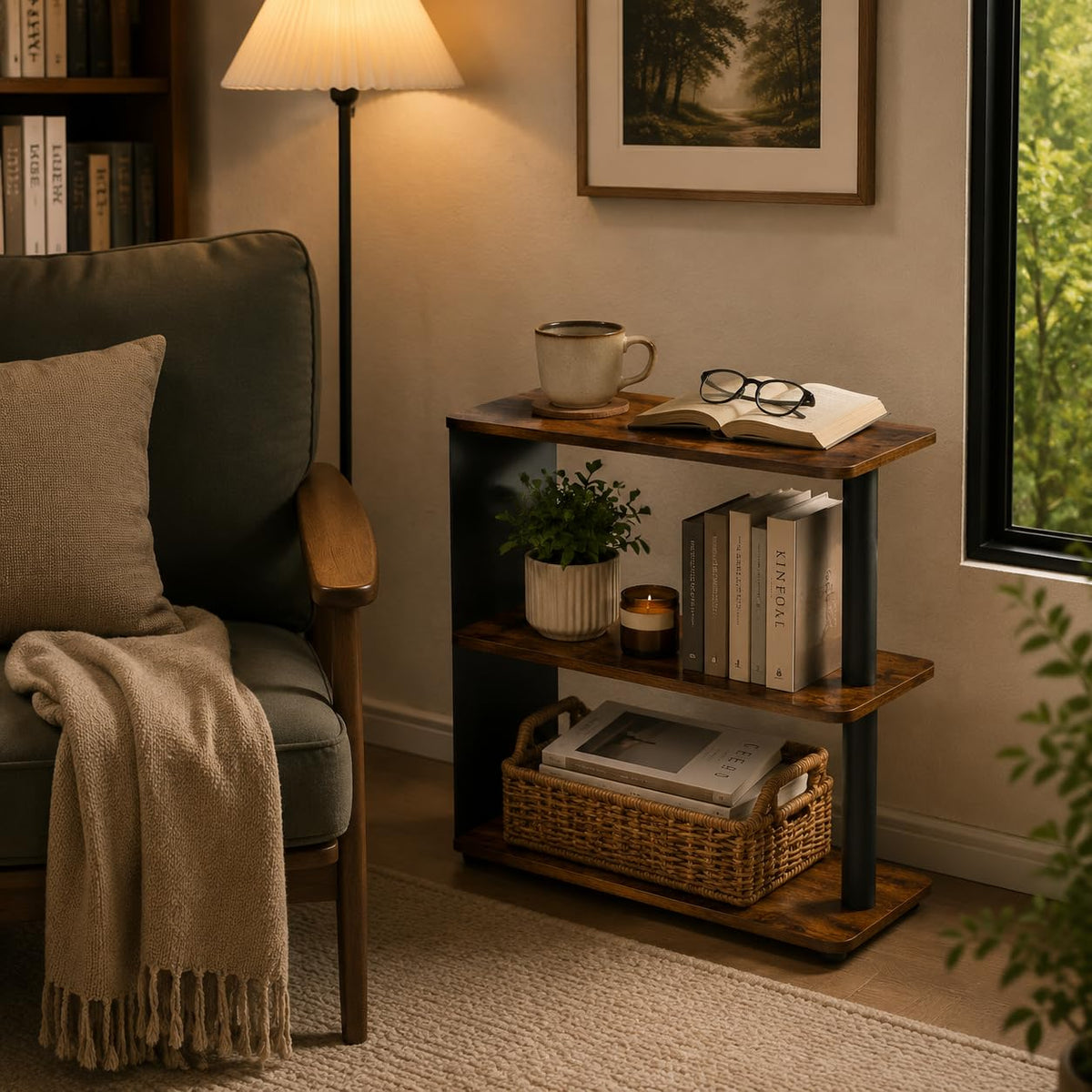 3-Tier Narrow Industrial End Table H421758
