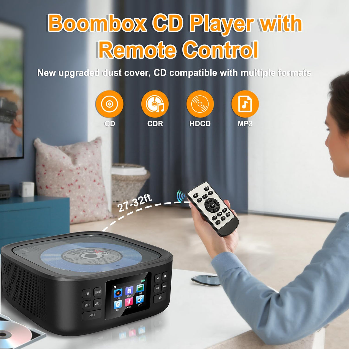 Portable CD Player with Bluetooth and Speakers E46593