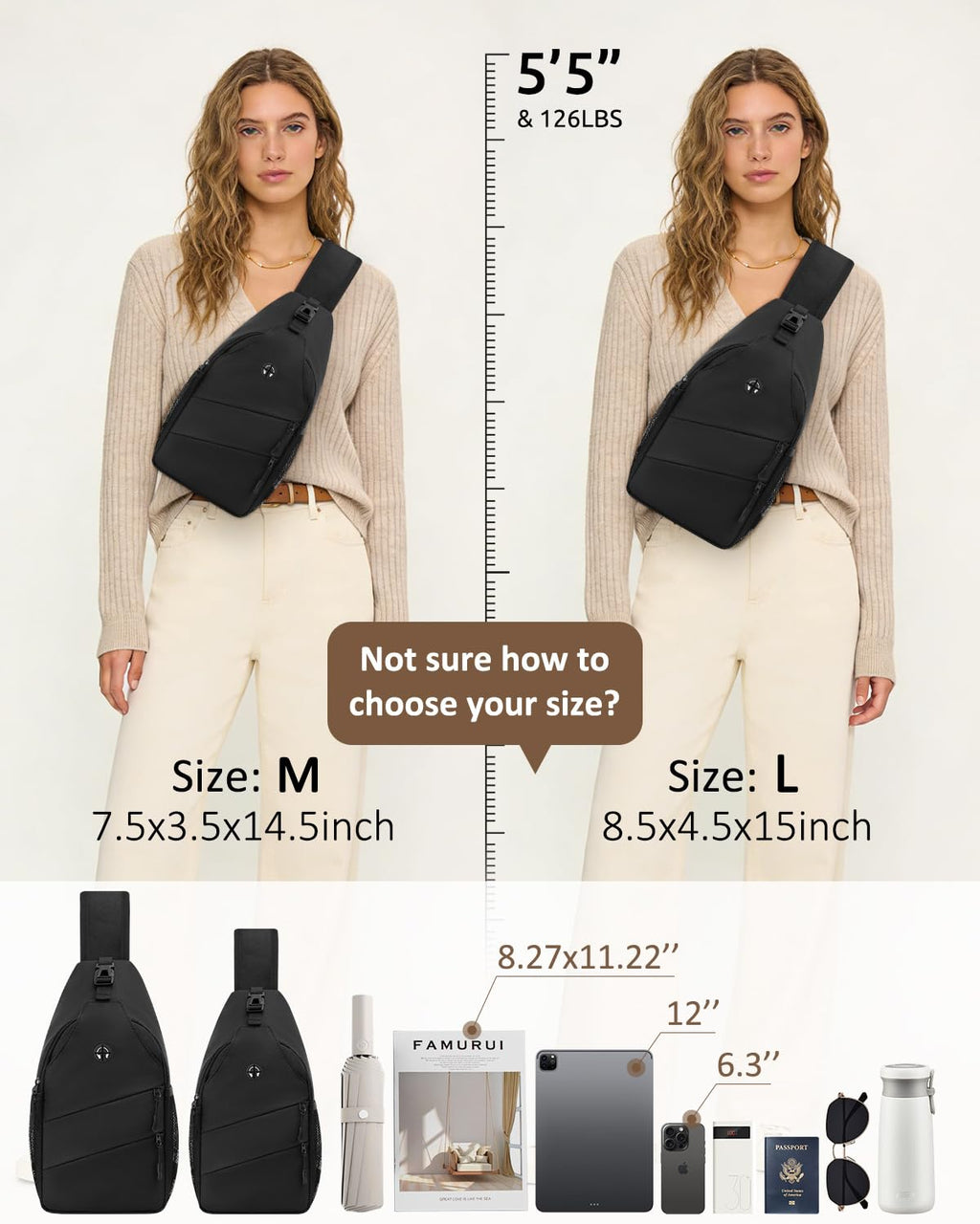 Crossbody Sling Bag with Convertible Shoulder Strap P61657