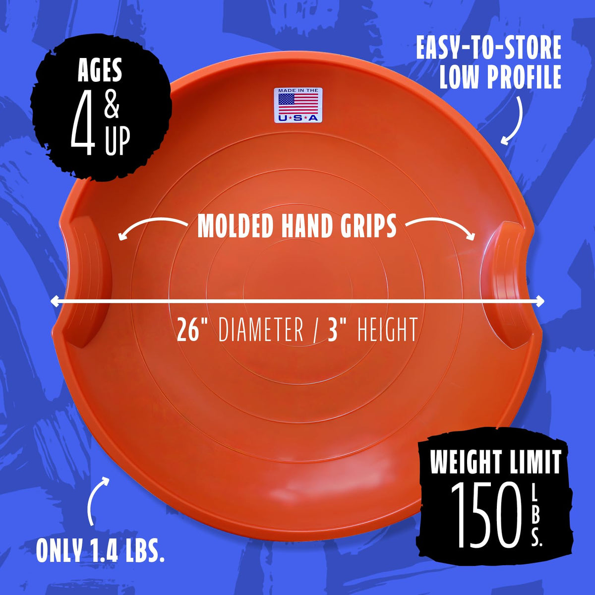 26” Plastic Snow Sleds with Hand Grips V551055