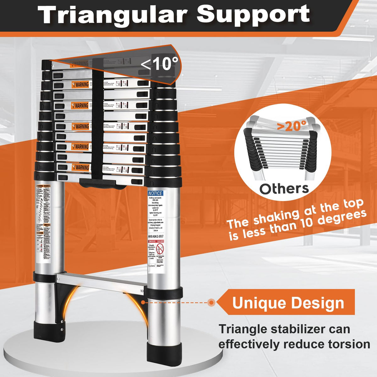 12.5 FT Aluminum Telescoping Ladder 330lbs L9683
