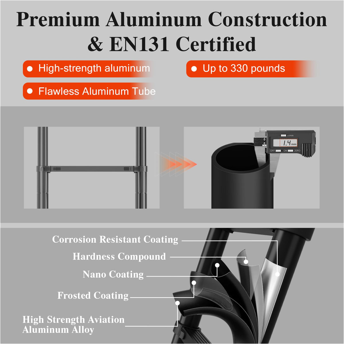 8.5 FT 330 Lbs Aluminum Telescoping Ladder B666118