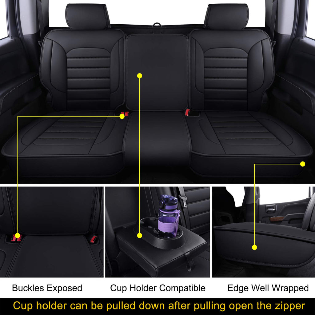 Black Faux Leather Full Set Seat Covers B8397