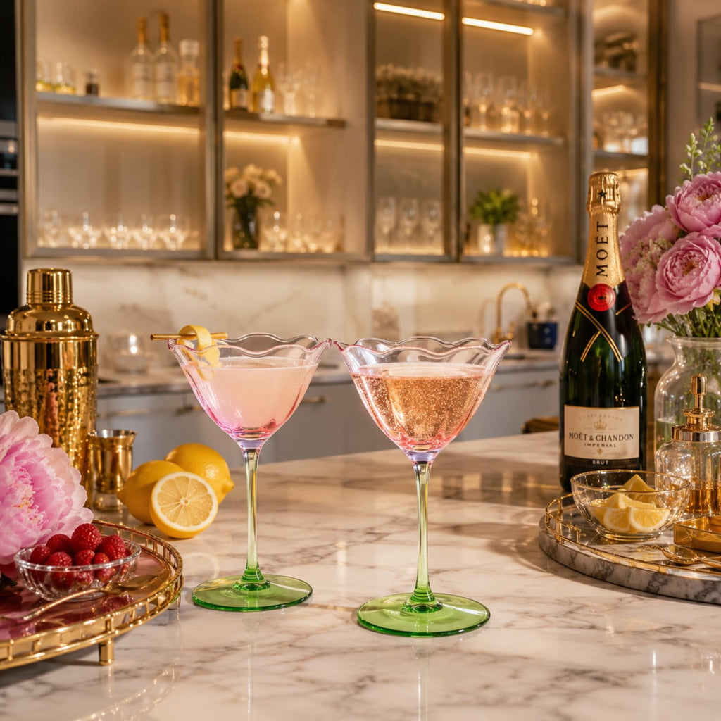 Pink Tulip Flower Cocktail Glasses 2 Set F564750