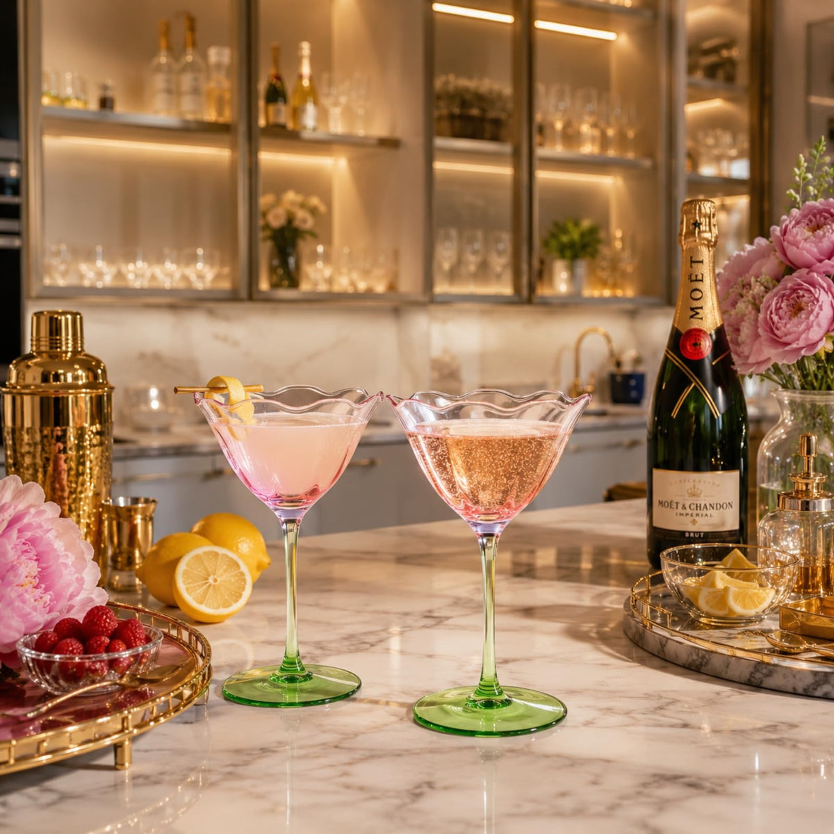 Pink Tulip Flower Cocktail Glasses 2 Set F564750