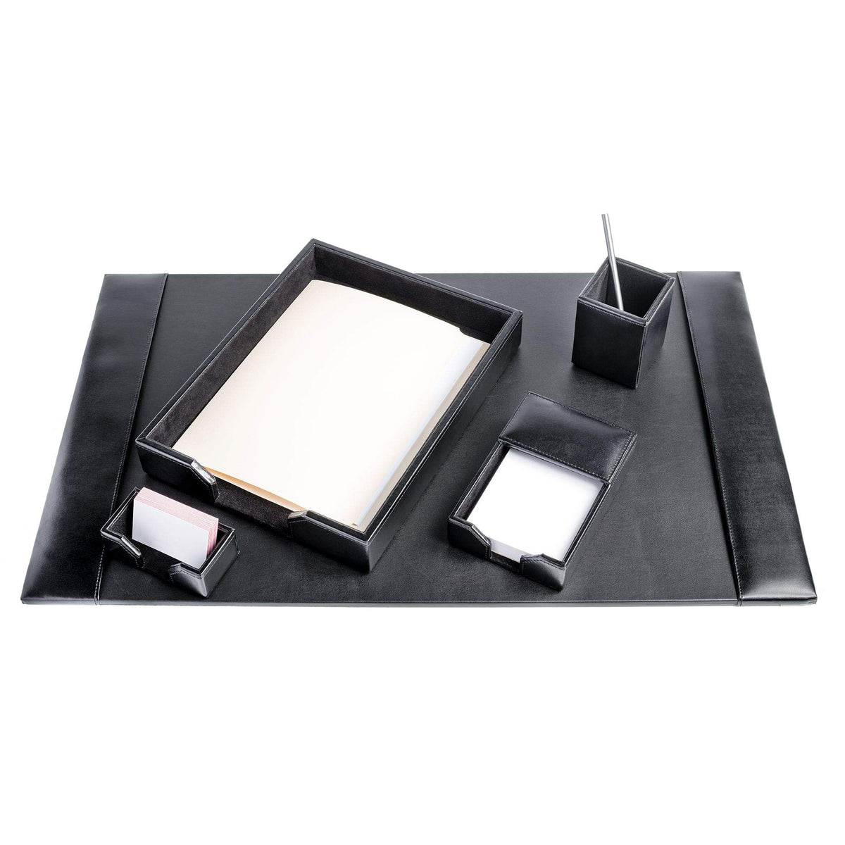 Black Bonded Leather 5-Piece Desk Set Z2199