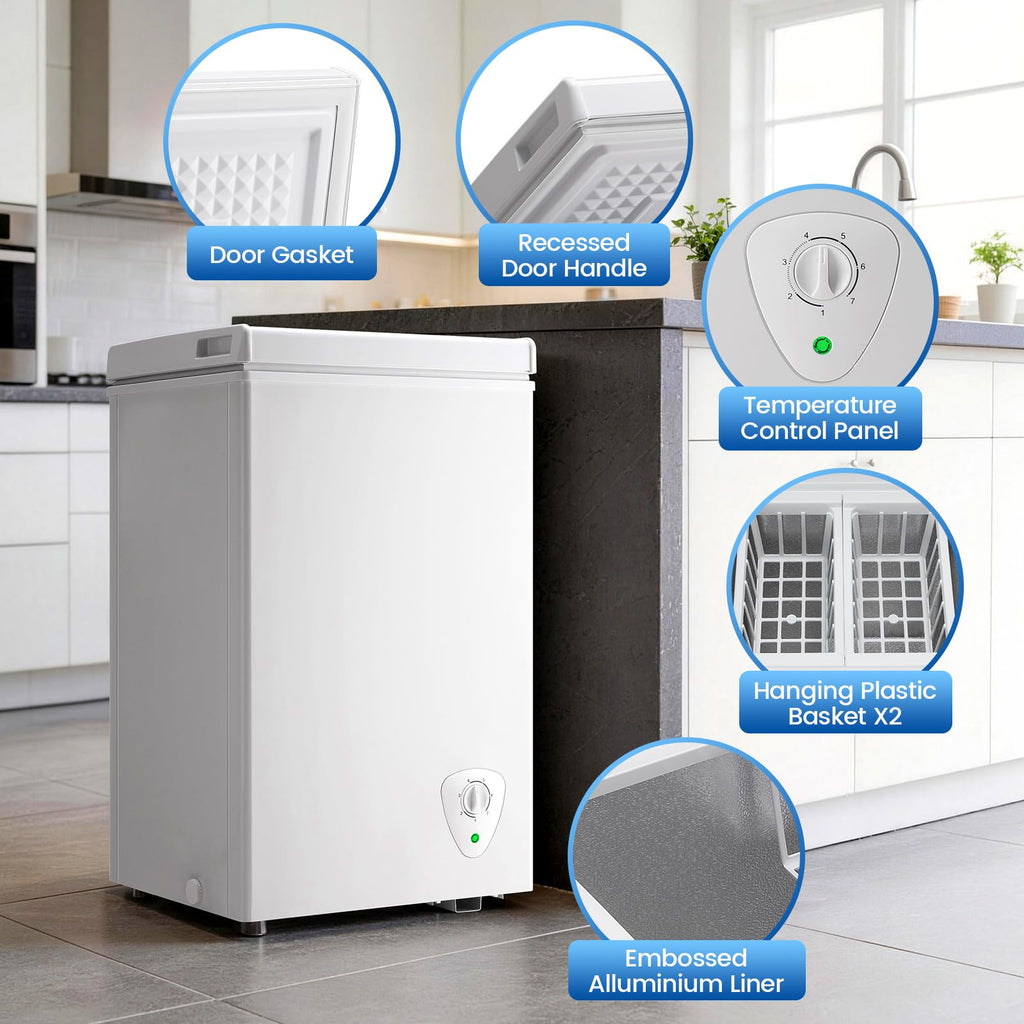 White 2.2 Cu Ft Chest Freezer with Storage Baskets D28997