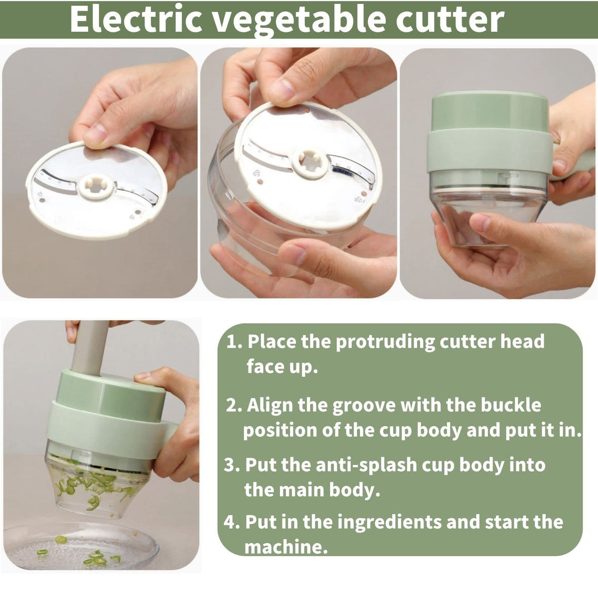 4 in 1 Handheld Electric Vegetable Cutter Set D690575