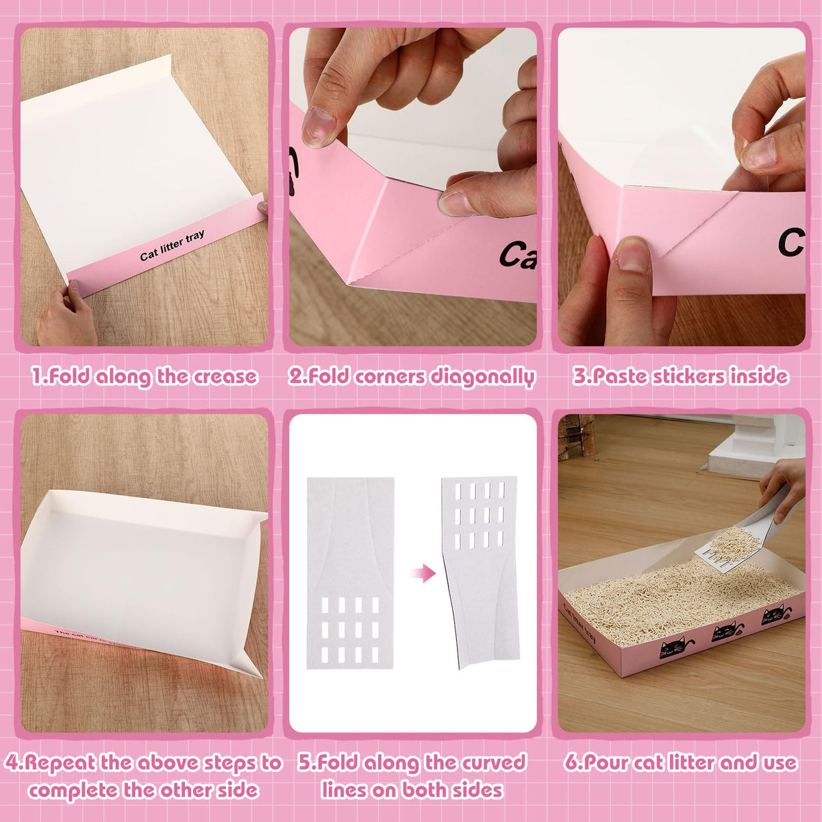 60 Pcs Disposable Cat Litter Boxes with Scoops J5904