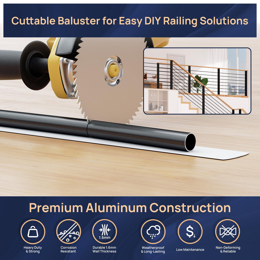 7 Pack 6 FT x 5/8 inch Aluminum Horizontal Baluster with Drill Bit R53908