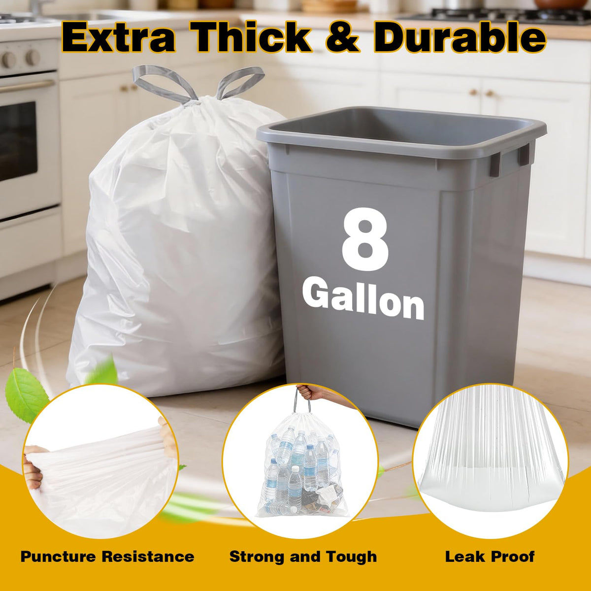 8 Gallon Drawstring Trash Bags U187
