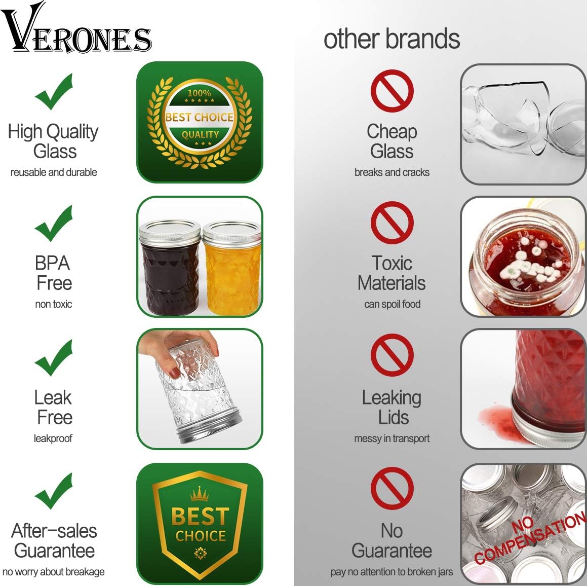 12 Packs 16oz Wide Mouth Mason Jars with Lids and Bands I6334