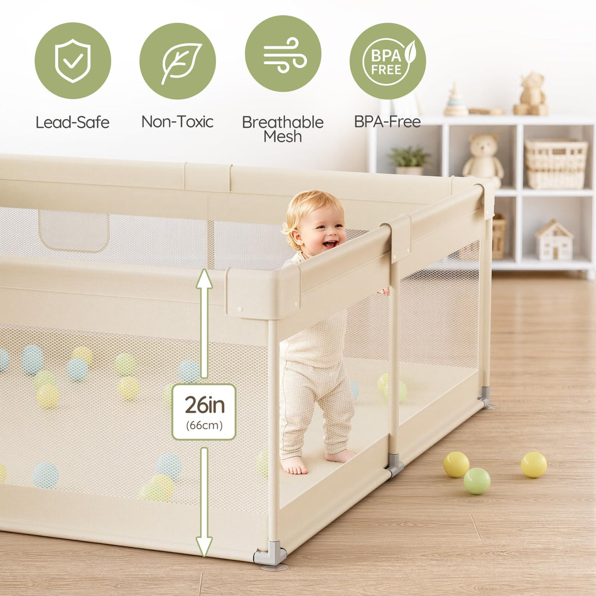 Beige Small Baby Playpen X1831