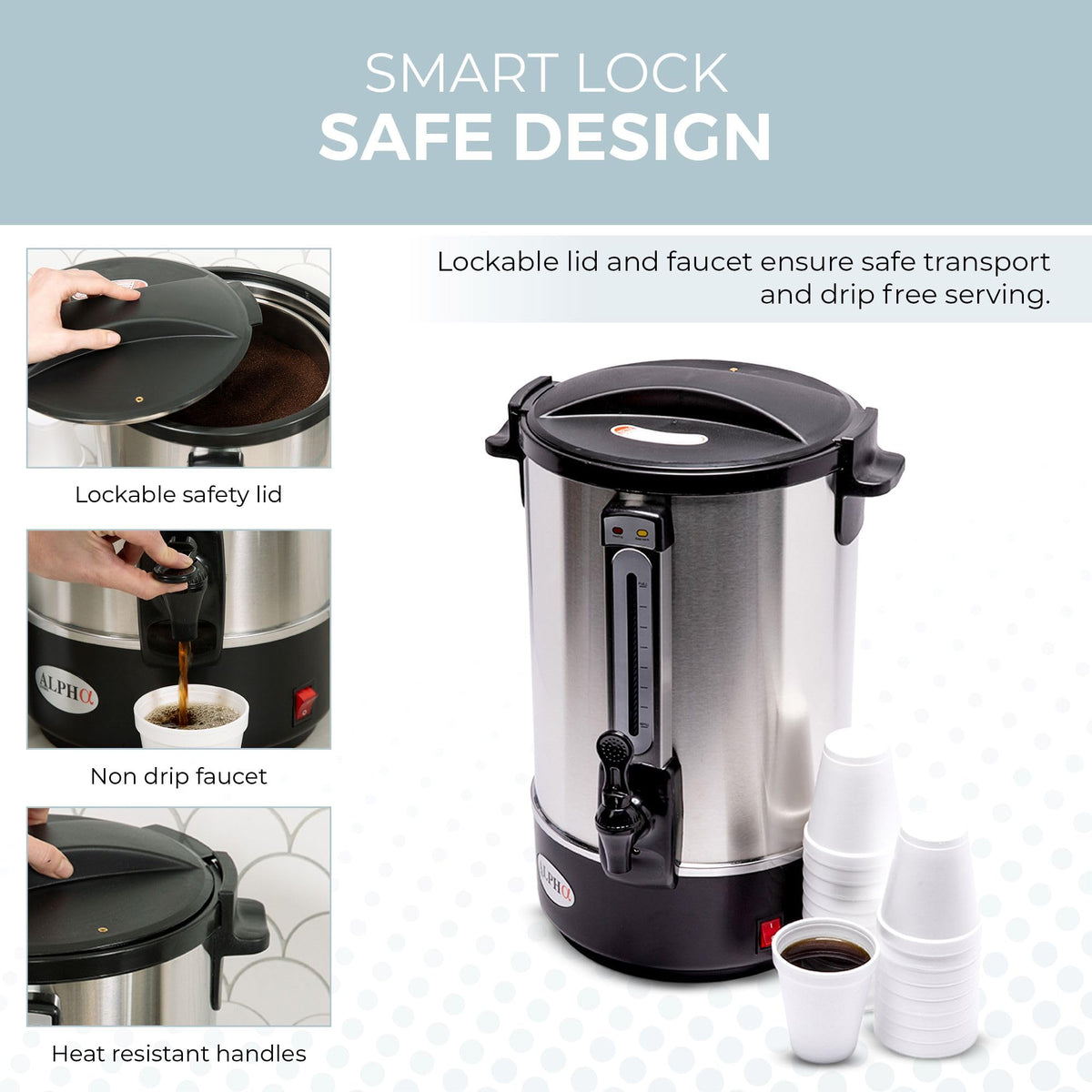 100 Cups Stainless Steel Electric Coffee Urn O10074