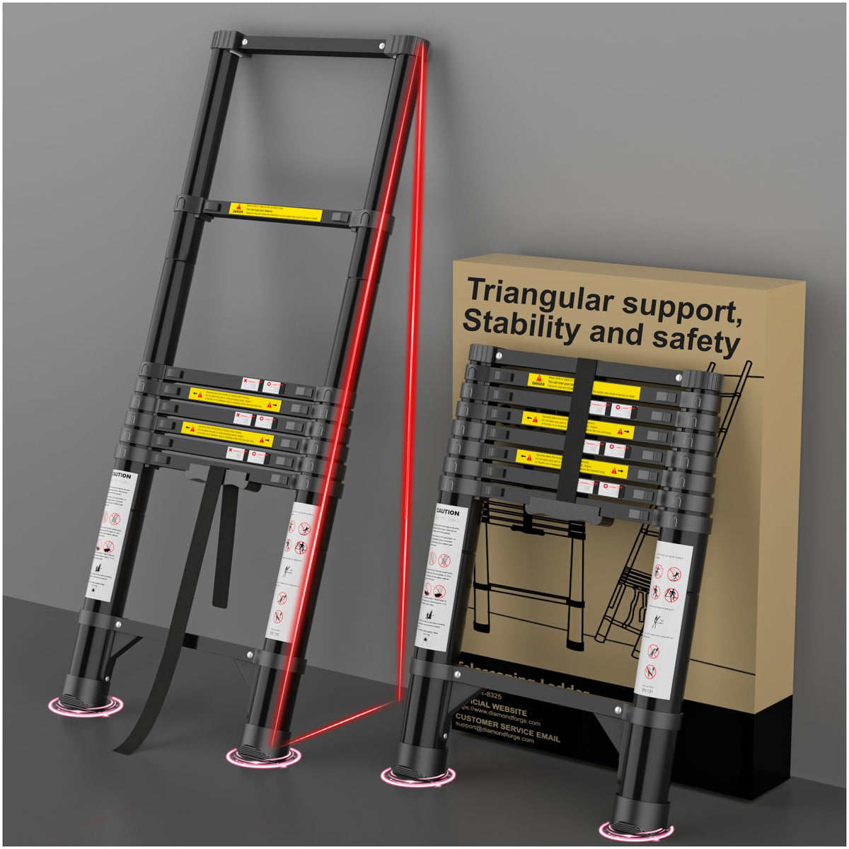 8.5 FT 330 Lbs Aluminum Telescoping Ladder B666118