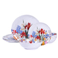 Melamine Dinnerware Set for 4, 12 Piece Plates and Bowls U824