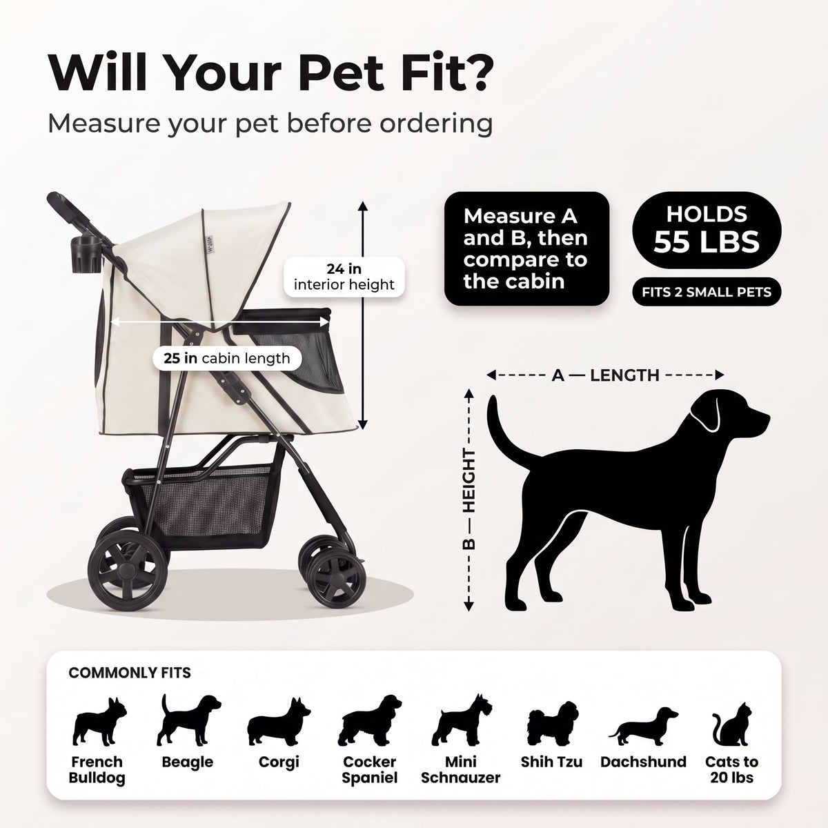 Foldable 4-Wheel Pet Stroller Q35219