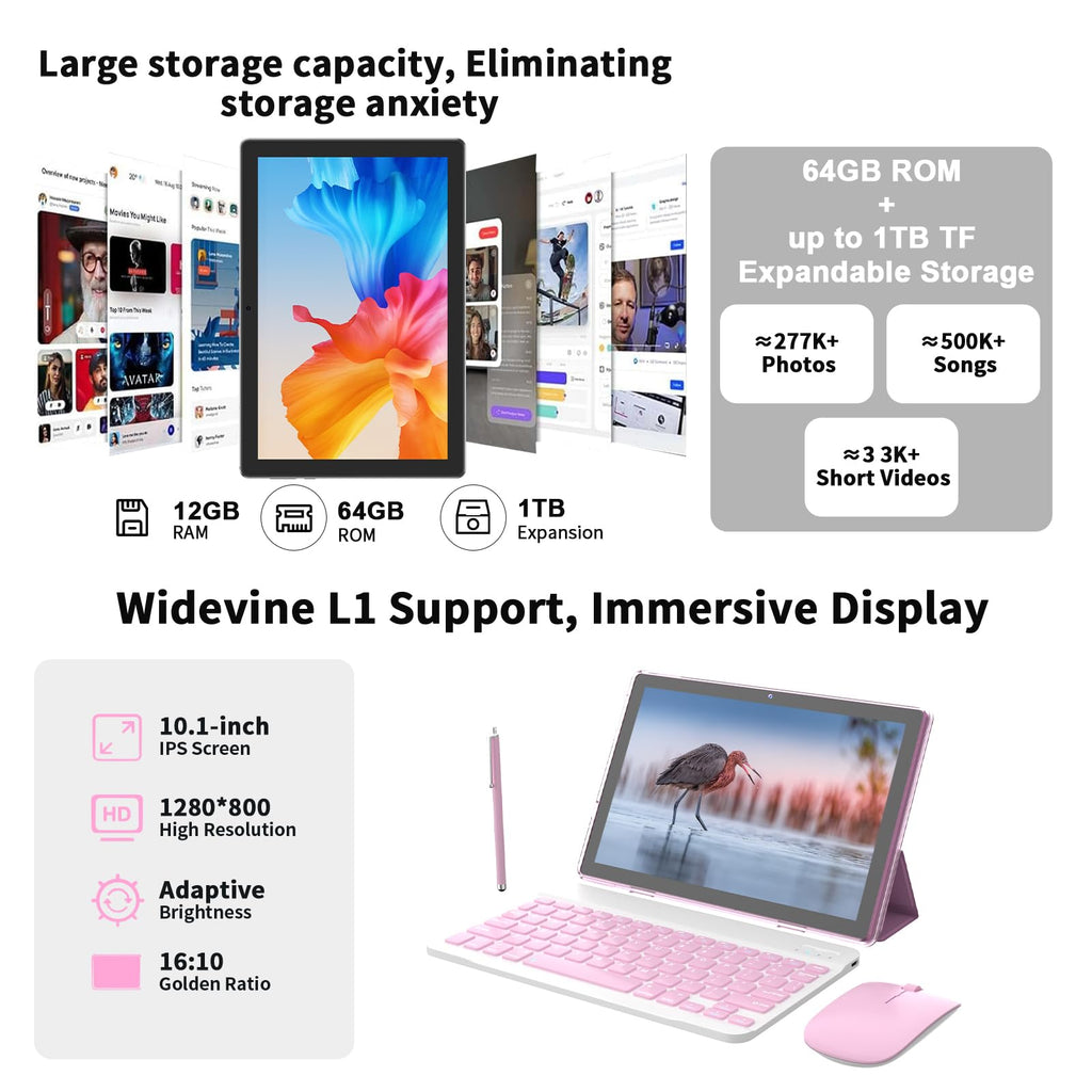 Android 16 Tablet 10 Inch 12 GB RAM 64GB ROM 2 in 1 Tablet PC G18817