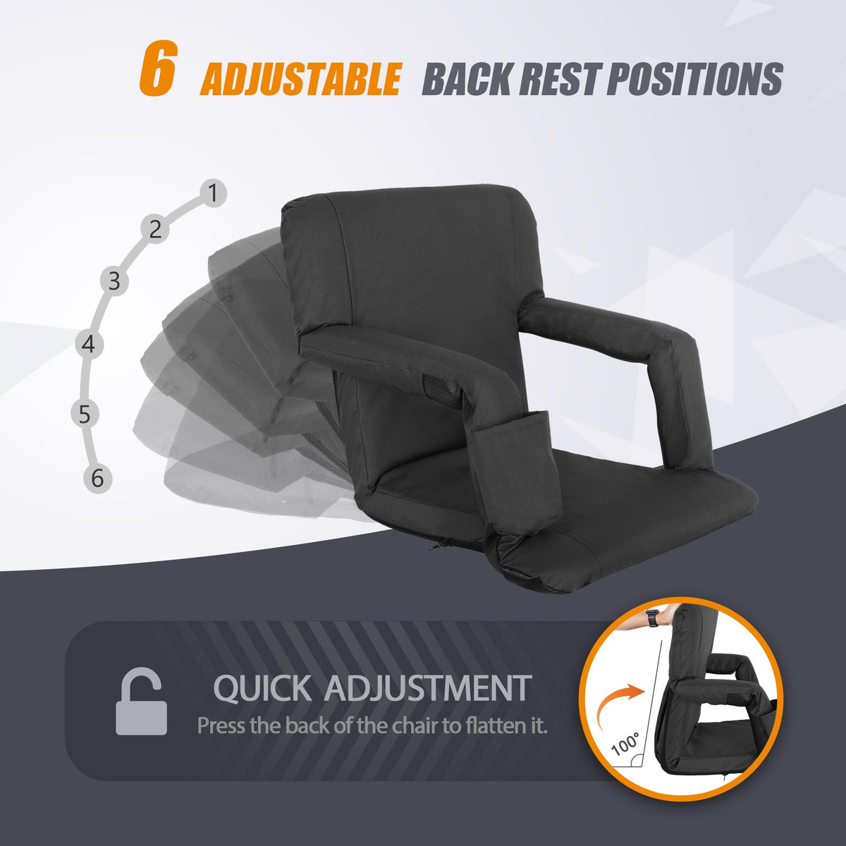 20.5"/25" Wide Padded Stadium Seat with Back Support P7322