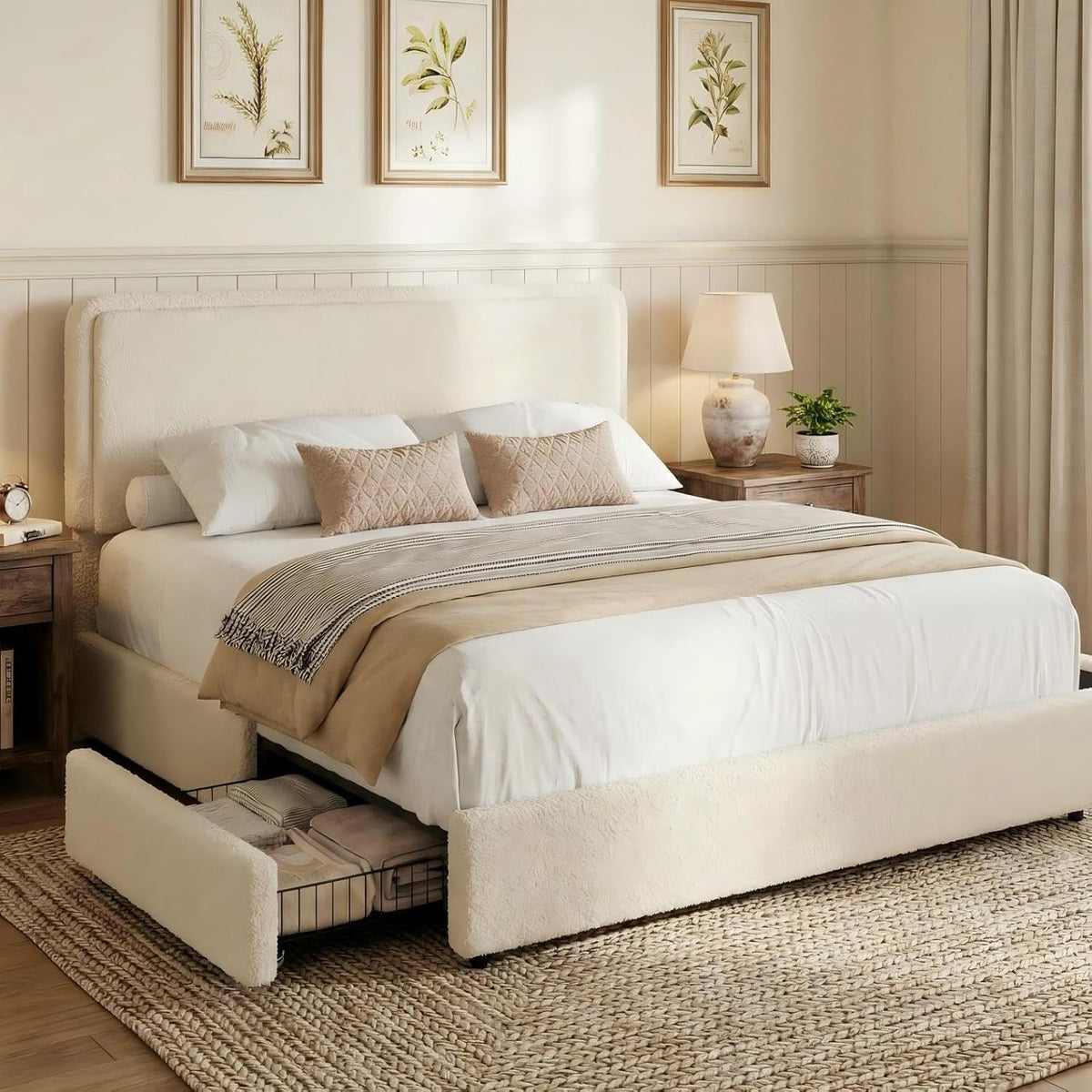 Queen Size Bed Frame with 2 Storage Drawer E54110