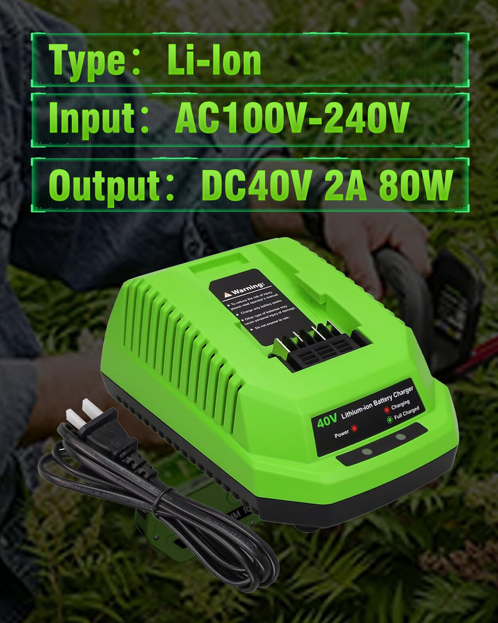 40V 6.0Ah Replacement Battery and Charger V703386