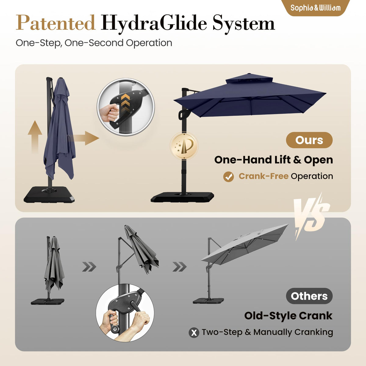 12ft Cantilever Patio Umbrella with Base X4210