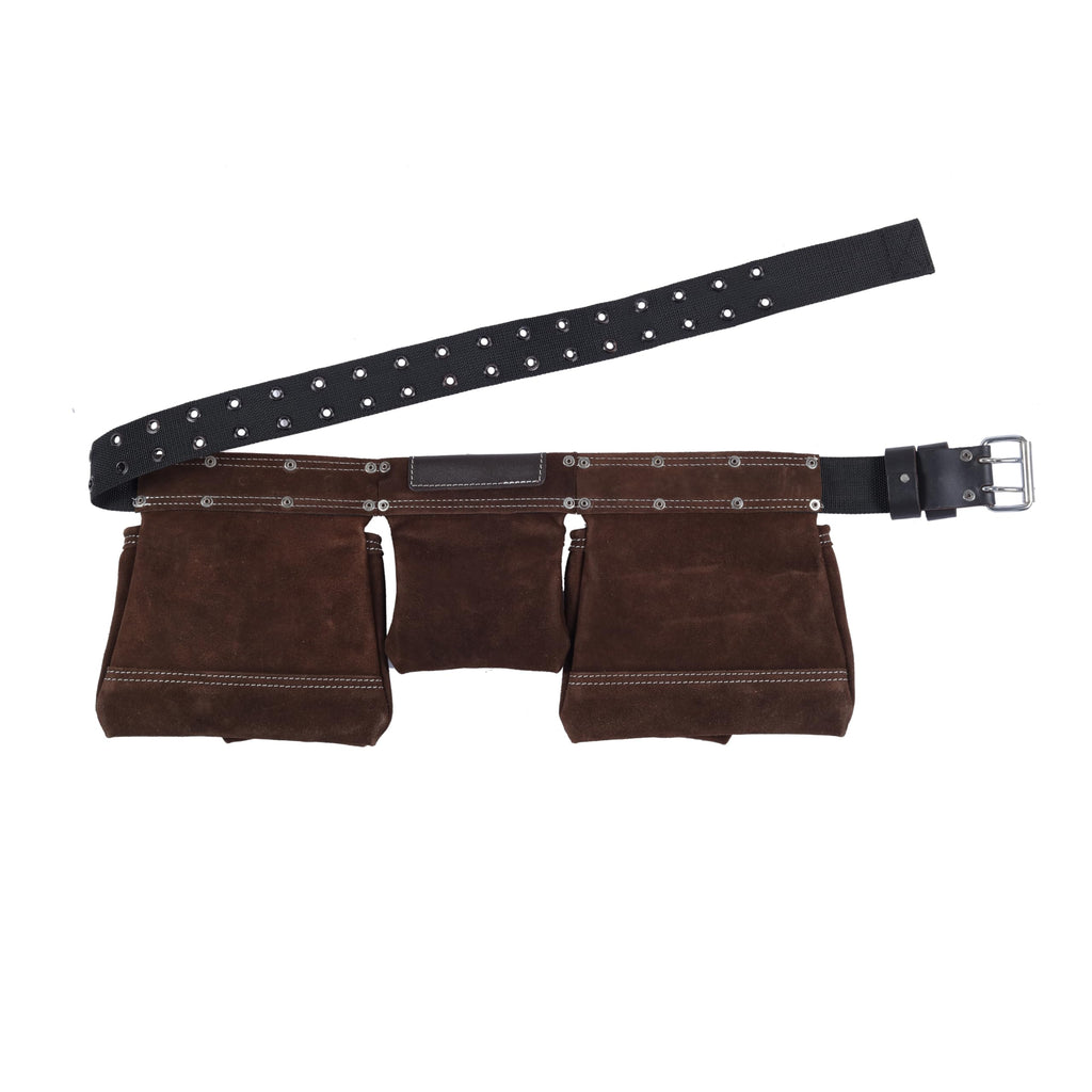 Brown Suede Leather 11-Pocket Tool Belt R912690
