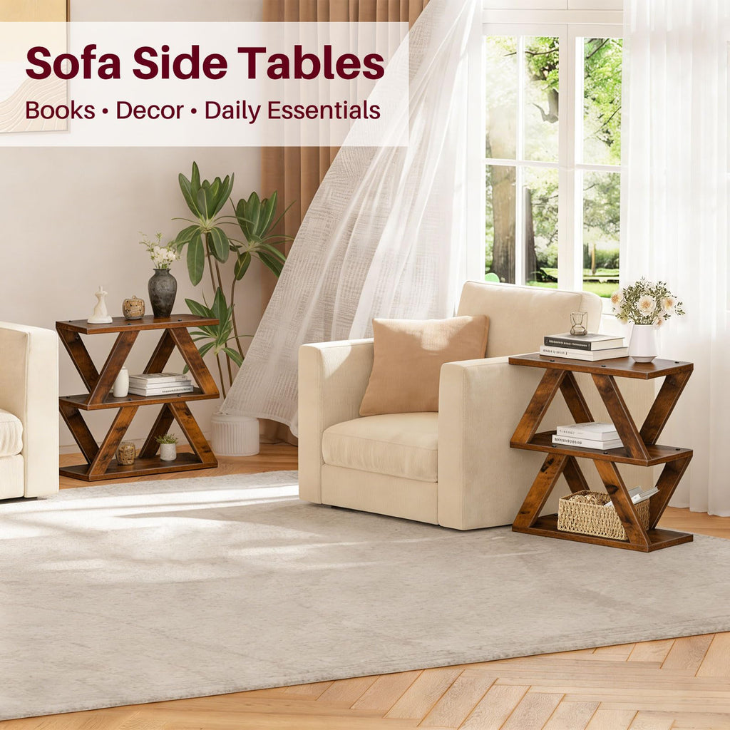 3 Tier Side Table with Storage Shelves Y391