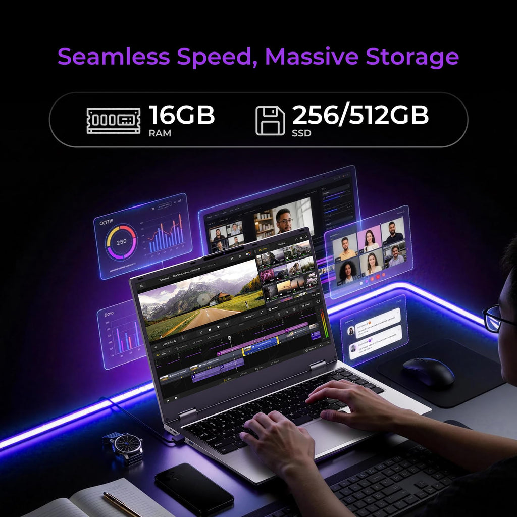 15.6" 2-in-1 Touchscreen Laptop Computer, 16GB RAM 256GB SSD T642361
