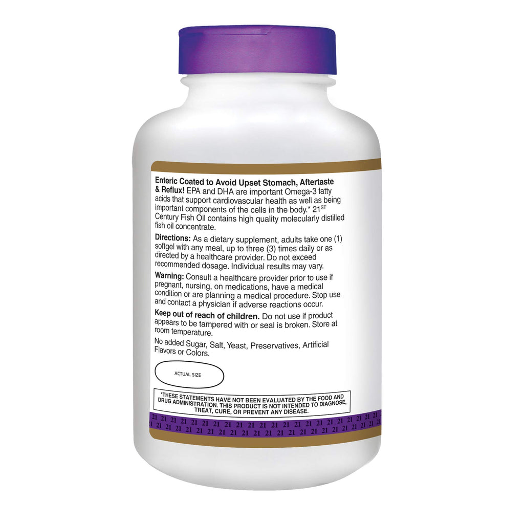 Fish Oil 1000 mg Enteric Coated Softgels 180-Count Pack of 2 U5848