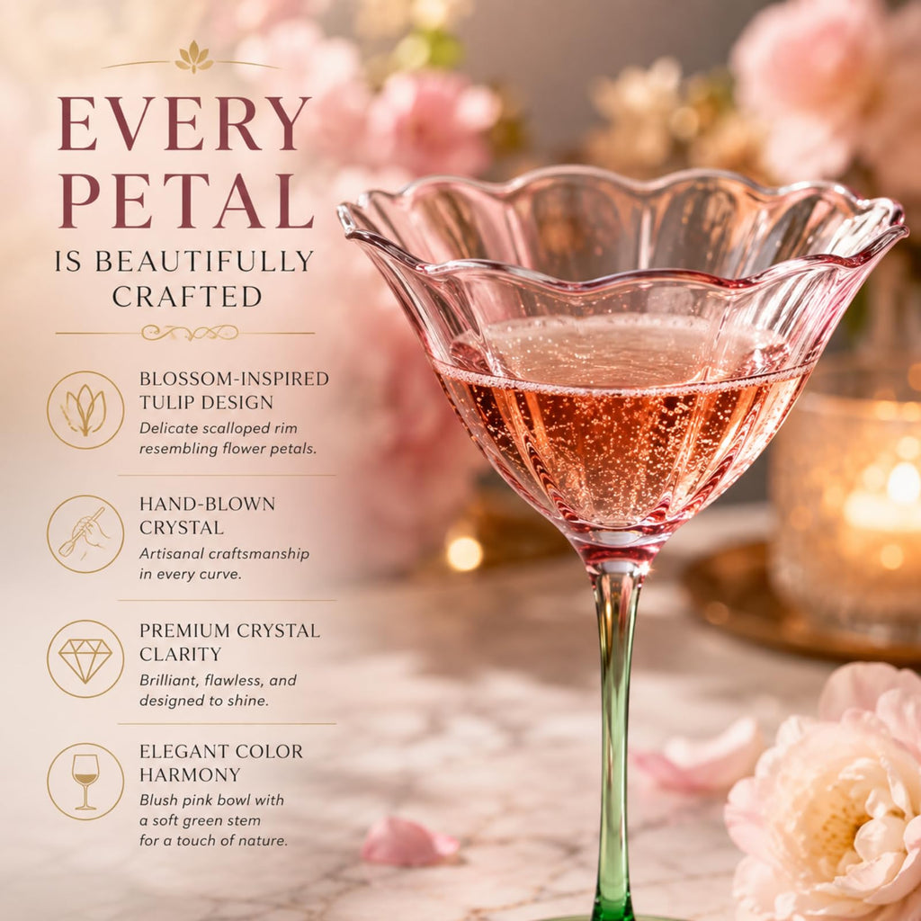 Pink Tulip Flower Cocktail Glasses 2 Set F564750
