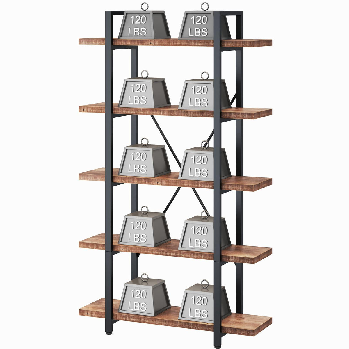 5 Tier Solid Wood Bookshelf R7424
