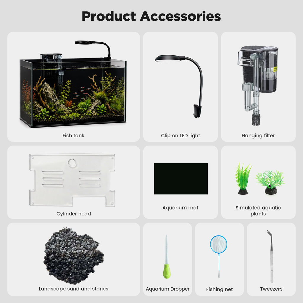 2 Gallon Fish Tank with Light and Filter R8046