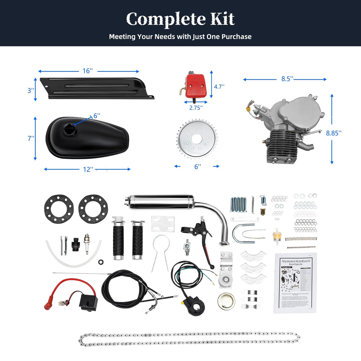 100CC 2-Stroke Gas Motorized Bike Conversion Kit A53490