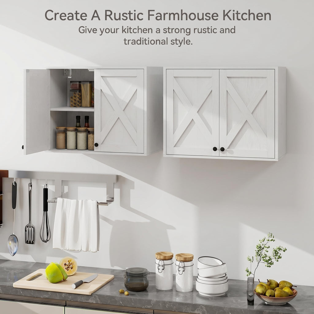 White Wall Mounted Laundry Room Cabinets I931