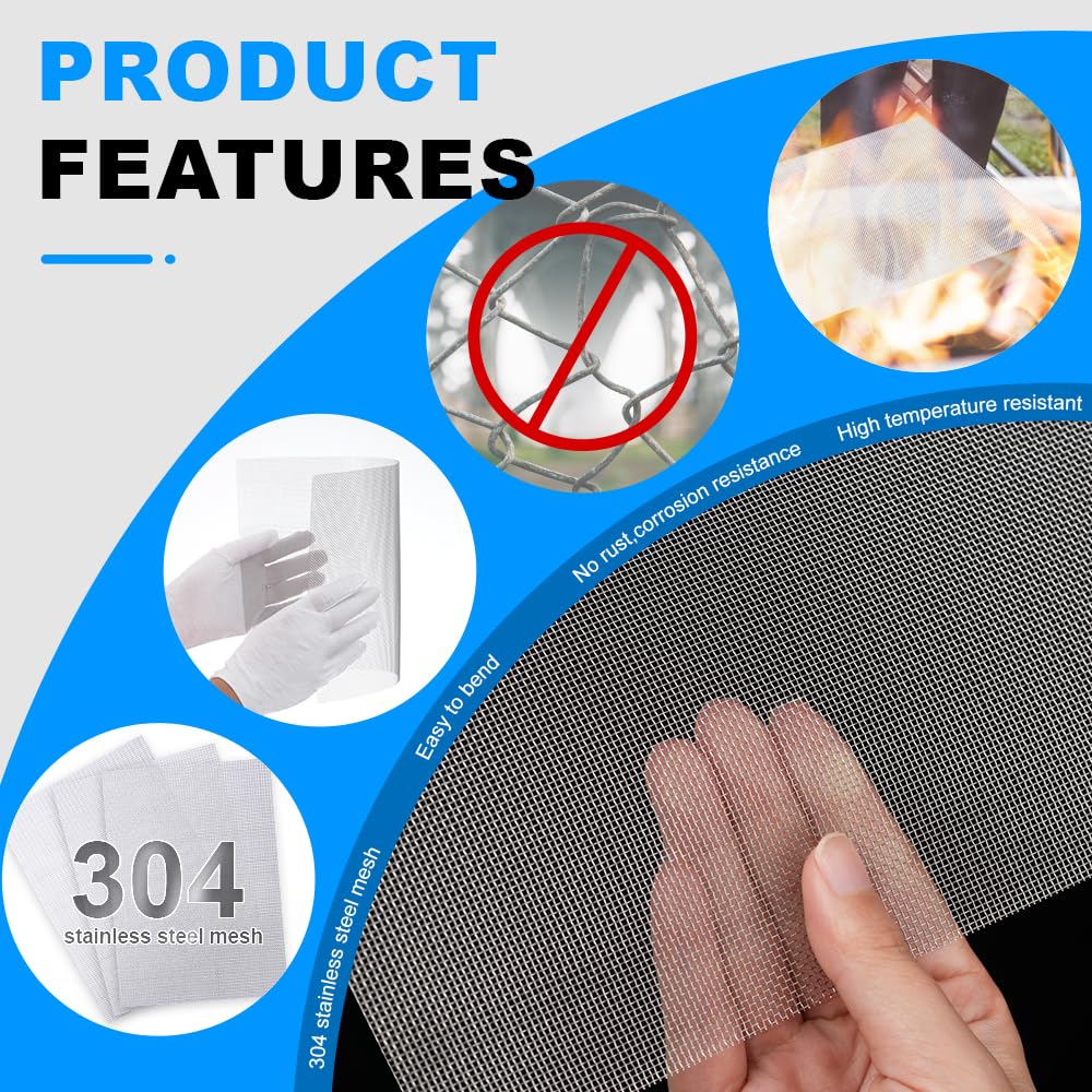 12×8 Inch 20 Mesh 304 Stainless Steel Wire Mesh Screen L8467