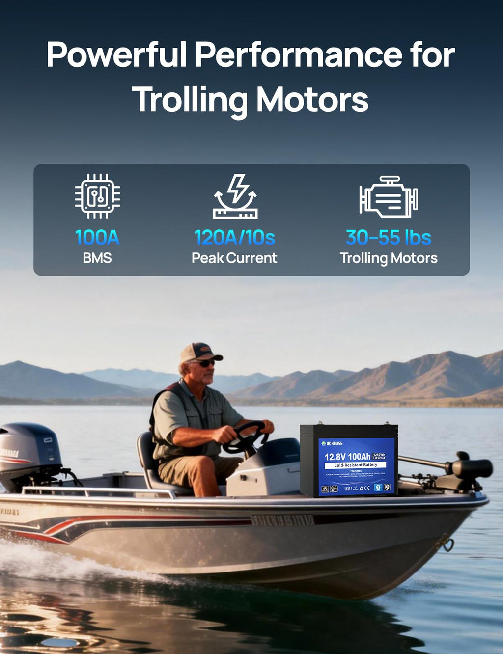 12V 100AH Cold-Resistant Lithium Trolling Motor Battery G18716