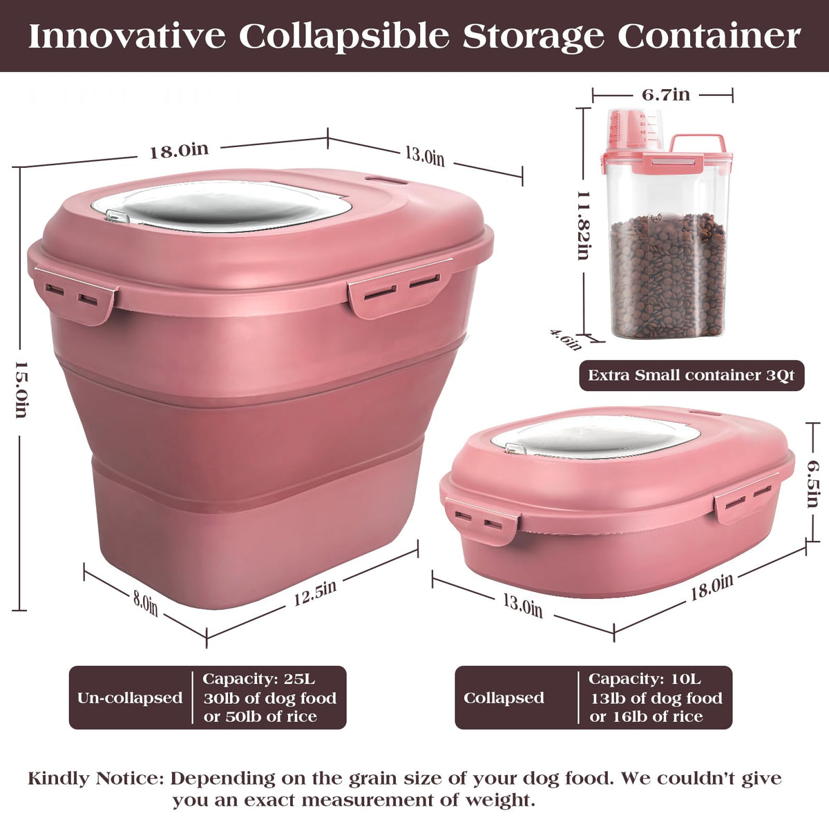 Airtight Collapsible Pet Food Storage Container with Scoop R20294