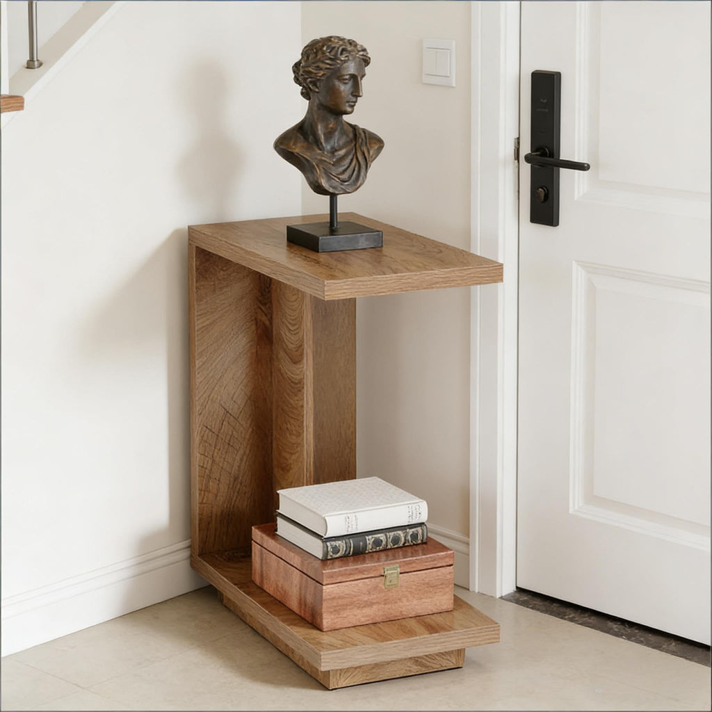 C-Shaped Side Table with Hidden Storage D69734