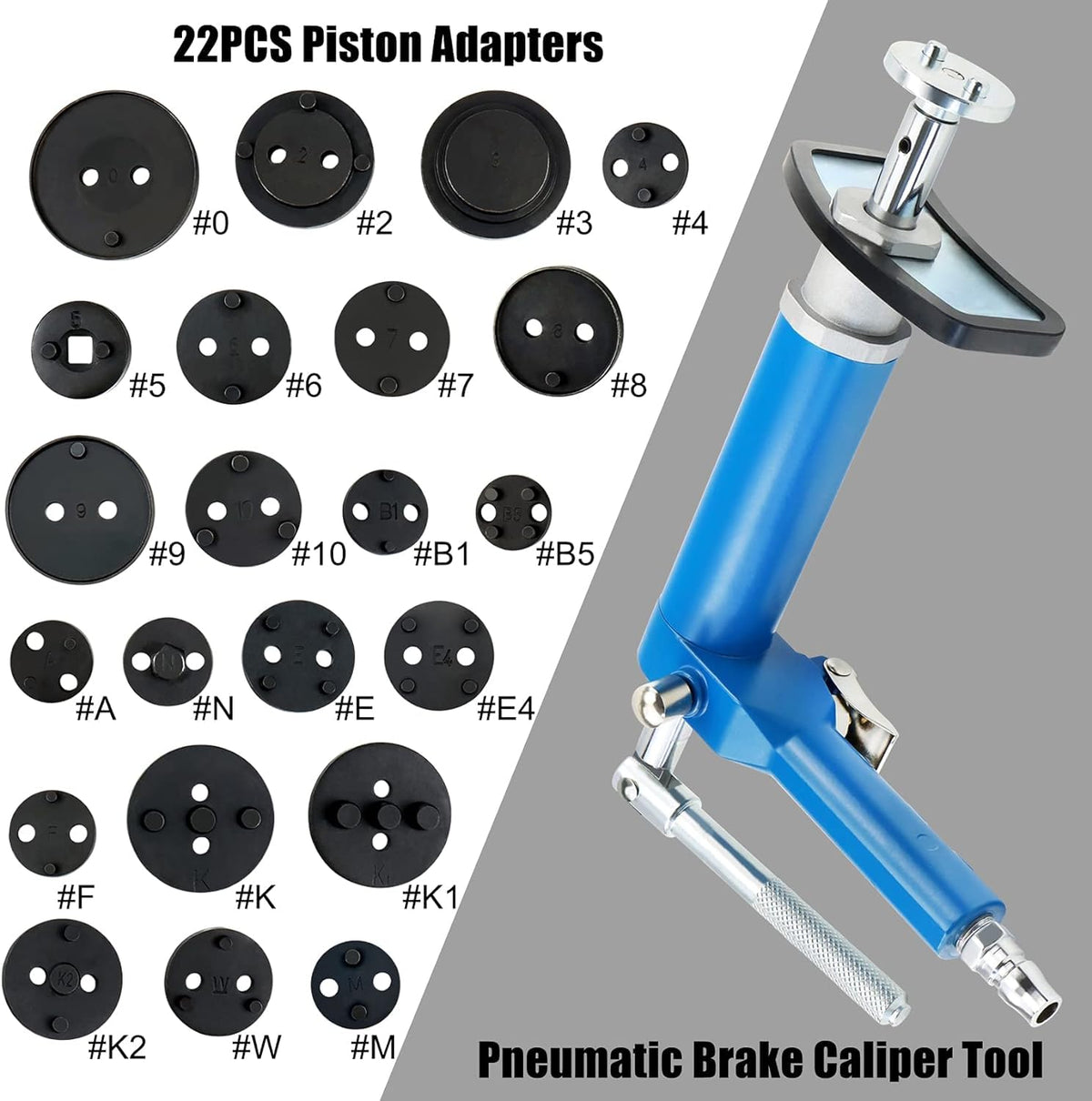 Pneumatic Brake Caliper Compression Tool Kit with 22 Adapters S253777