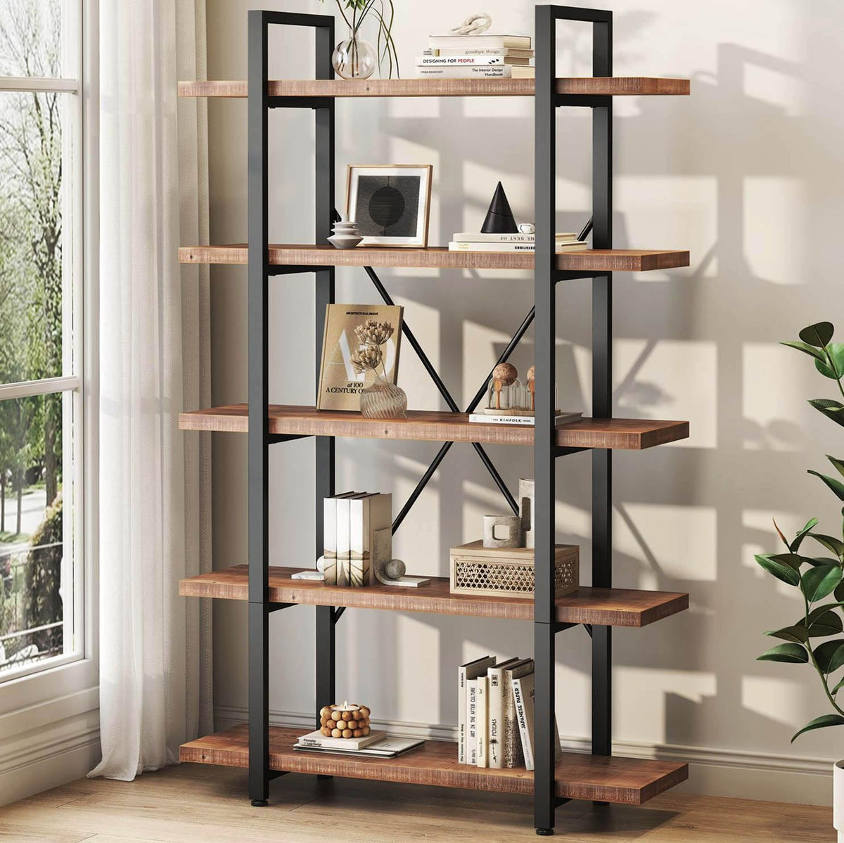5 Tier Solid Wood Bookshelf R7424