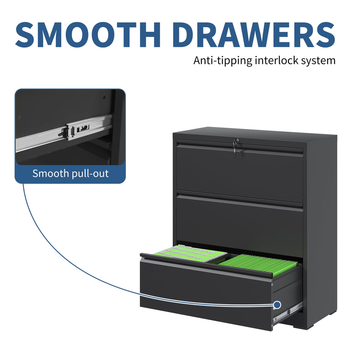 3 Drawer Metal File Cabinet with Lock K2835