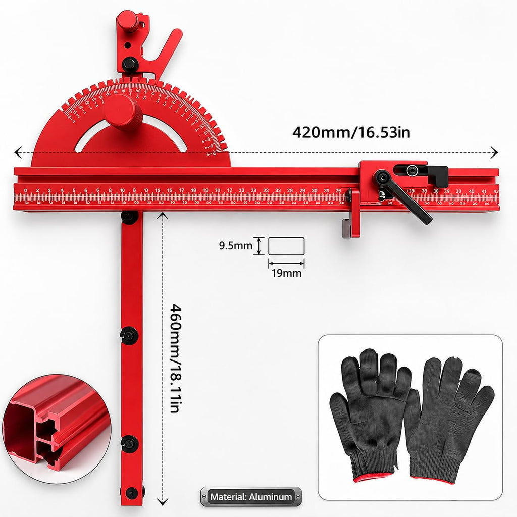 Adjustable Miter Gauge with Aluminum Fence D120