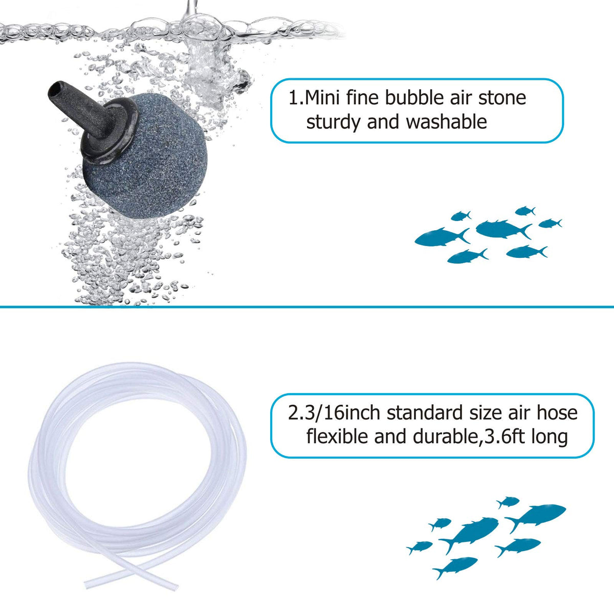 1.5W Mini Aquarium Air Pump with Air Tubing and Air Stone F706