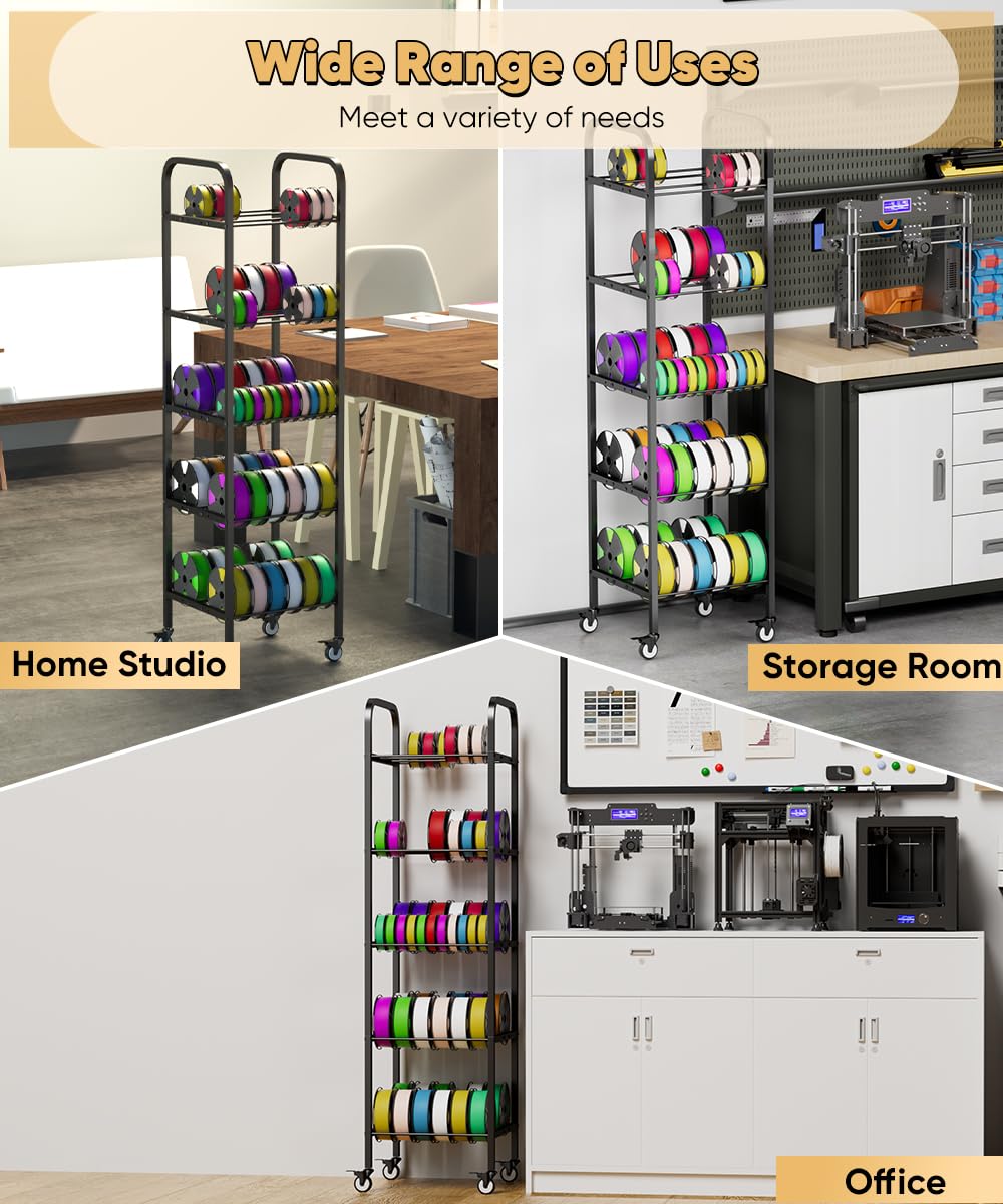 5-Tier 3D Printer Filament Storage Rack with Wheels H757323