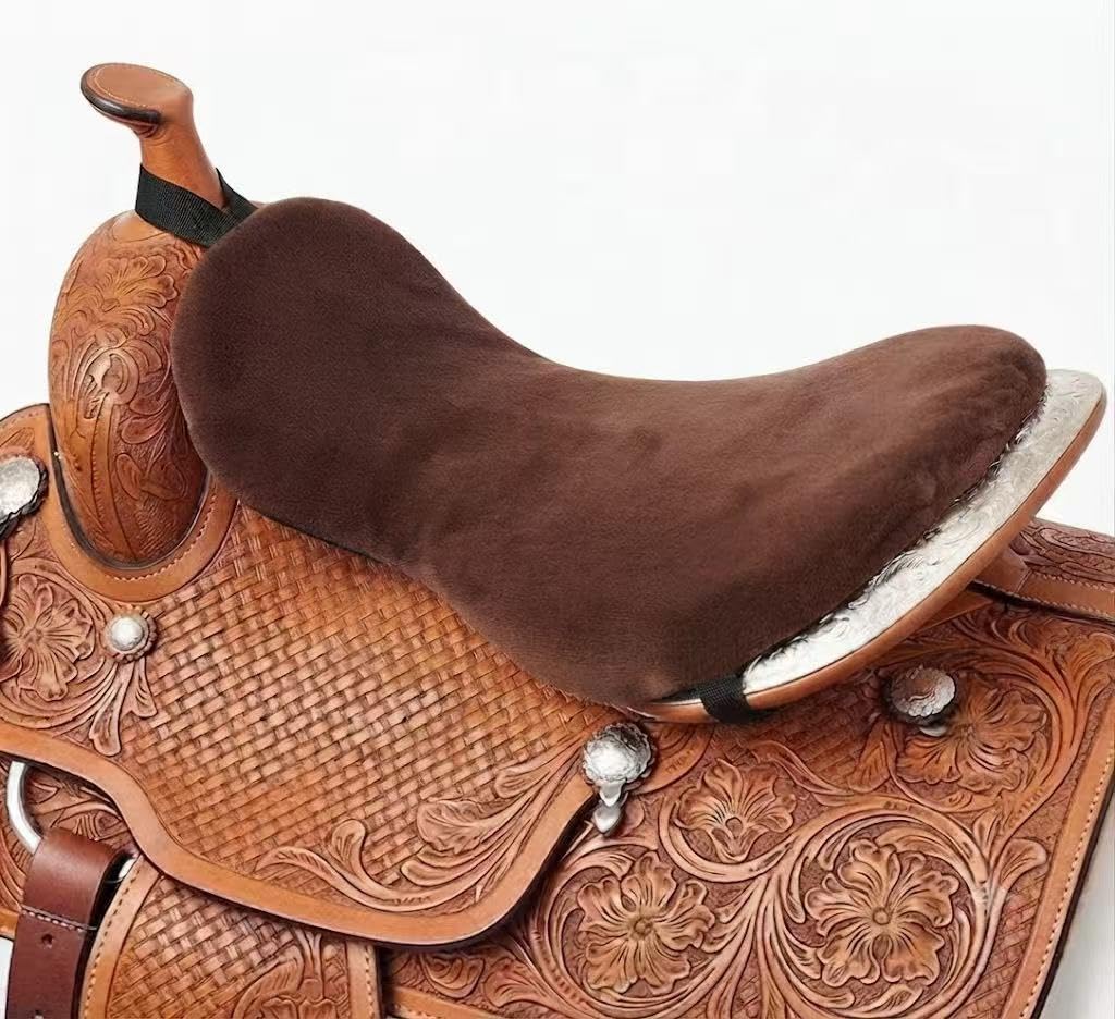 Brown Short Plush Horse Saddle Seat Cushion V7294